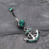 Detail View 2 of Anchor Dock Belly Button Ring-Teal