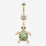 Golden Sea Turtle Belly Button Ring