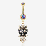 Golden Blossom Owl Belly Button Ring