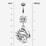 Detail View 1 of Sun & Moon Union of Opposites Belly Button Ring-Clear Gem