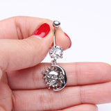 Detail View 3 of Sun & Moon Union of Opposites Belly Button Ring-Clear Gem