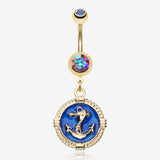 Golden Marine Anchor Rivet Belly Button Ring