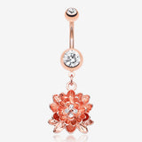Rose Gold Divine Lotus Belly Button Ring