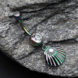 Detail View 2 of Colorline Ariel's Shell Dangle Belly Button Ring-Clear Gem