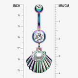 Detail View 1 of Colorline Ariel's Shell Dangle Belly Button Ring-Clear Gem