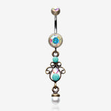 Vintage Boho Elegant Jeweled Pearl Belly Button Ring