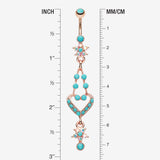Detail View 1 of Rose Gold Flora Heart Belly Button Ring-Aurora Borealis