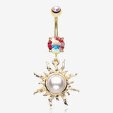 Golden Blazing Sun Belly Button Ring