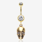 Golden Skull Amour Belly Button Ring