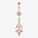Rose Gold Divine Zen Floral Leaf Belly Button Ring