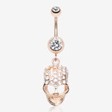 Rose Gold Skull Fury Belly Button Ring
