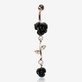 Rose Gold Bright Metal Rose Belly Button Ring