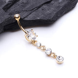 Detail View 2 of Golden Gems Galore Belly Button Ring-Clear Gem