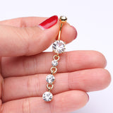 Detail View 3 of Golden Gems Galore Belly Button Ring-Clear Gem