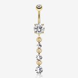 Golden Gems Galore Belly Button Ring-Clear Gem