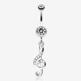 G Clef Music Note Sparkle Belly Ring