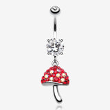 Exotic Mushroom Multi-Gem Sparkle Dangle Belly Button Ring