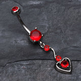 Detail View 2 of Dainty Dangled Heart Belly Button Ring-Red