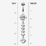 Detail View 1 of Classy Multi Gem Belly Button Ring-Clear Gem