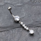 Detail View 2 of Classy Multi Gem Belly Button Ring-Clear Gem