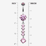 Detail View 1 of Classy Multi Gem Belly Button Ring-Pink