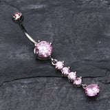 Detail View 2 of Classy Multi Gem Belly Button Ring-Pink