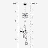 Detail View 1 of Wishing Star with Moon Belly Button Ring-Clear Gem