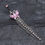 Detail View 2 of Butterfly Dazzle Showers Belly Button Ring-Pink