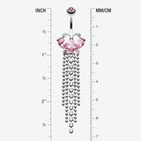 Detail View 1 of Butterfly Dazzle Showers Belly Button Ring-Pink