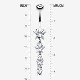 Detail View 1 of Star Spangled Belly Button Ring-Clear Gem