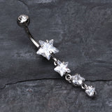 Detail View 2 of Star Spangled Belly Button Ring-Clear Gem