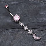 Detail View 2 of Stars' Journey to the Moon Belly Button Ring-Pink