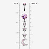 Detail View 1 of Stars' Journey to the Moon Belly Button Ring-Pink