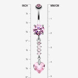 Detail View 1 of Heart Droplet Belly Button Ring-Pink