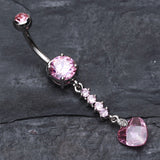 Detail View 2 of Heart Droplet Belly Button Ring-Pink
