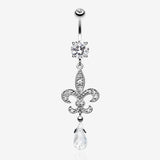 Glistening Fleur De Lis Belly Button Ring