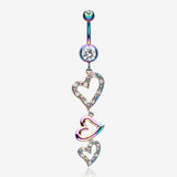 Colorline Triple Hearts Sparkle Belly Button Ring