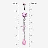 Detail View 1 of Mini Cross Shimmer Belly Ring-Pink