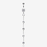 Elegant Crystalline Droplets Belly Button Ring