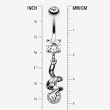 Detail View 1 of Sparkle Star Gem Swirl Belly Ring-Clear Gem
