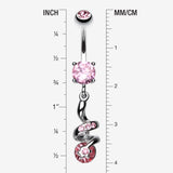 Detail View 1 of Sparkle Star Gem Swirl Belly Ring-Light Pink