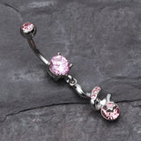 Detail View 2 of Sparkle Star Gem Swirl Belly Ring-Light Pink