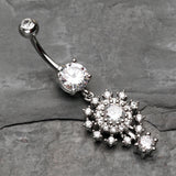 Detail View 2 of Grand Sparkle Burst Belly Button Ring-Clear Gem