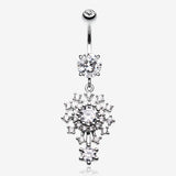 Grand Sparkle Burst Belly Button Ring-Clear Gem