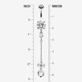 Bow and Gem Droplet Belly Button Ring-Clear