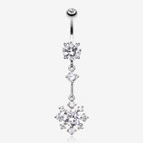 Snowflake Flower Sparkle Belly Ring