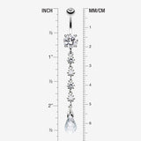 Detail View 1 of Opulent Crystalline Droplets Belly Button Ring -Clear Gem