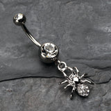 Detail View 2 of Spider Sparkle Belly Ring-Clear Gem