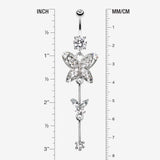 Detail View 1 of Precious Butterfly Sparkle Belly Ring-Clear Gem