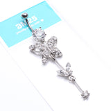 Detail View 4 of Precious Butterfly Sparkle Belly Ring-Clear Gem